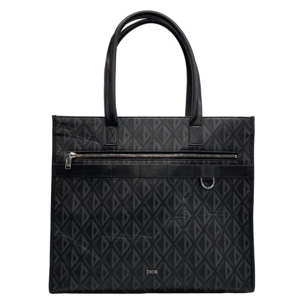 ディオール/クリスチャンディオール DIOR/ChristianDior トートバッグ CDダイヤモンド/サファリトート レザー 黒×グレー 27-BO-0273拍卖