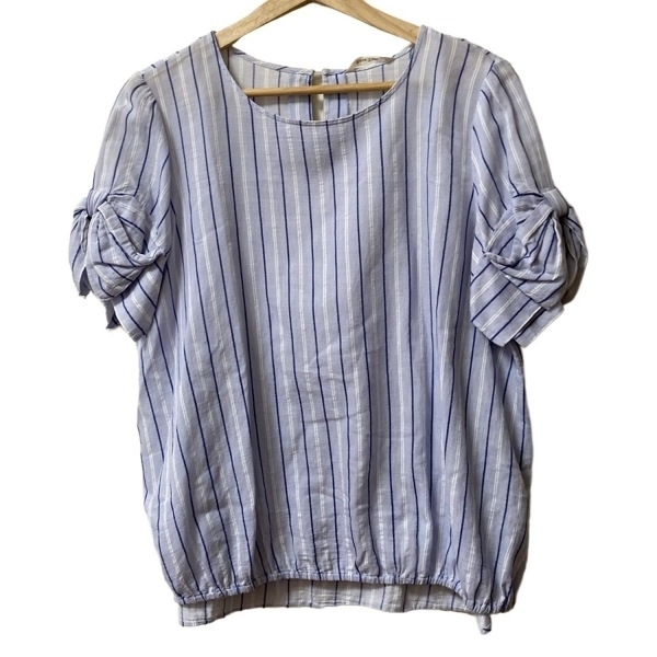 ローズティアラ Rose Tiara 半袖カットソー サイズ42 L - ライトブルー×ネイビー×白 レディース リボン トップス拍卖