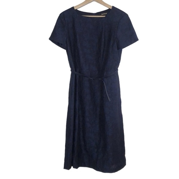 ポールスチュアート PaulStuart サイズ8 M - ダークネイビー×ネイビー レディース 半袖/ロング/花柄 ワンピース拍卖