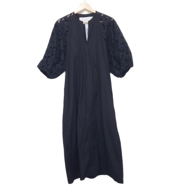 ティッカ TICCA サイズF - 黒 レディース 七分袖/ロング/カットワークエンブロイダリーレース ワンピース拍卖