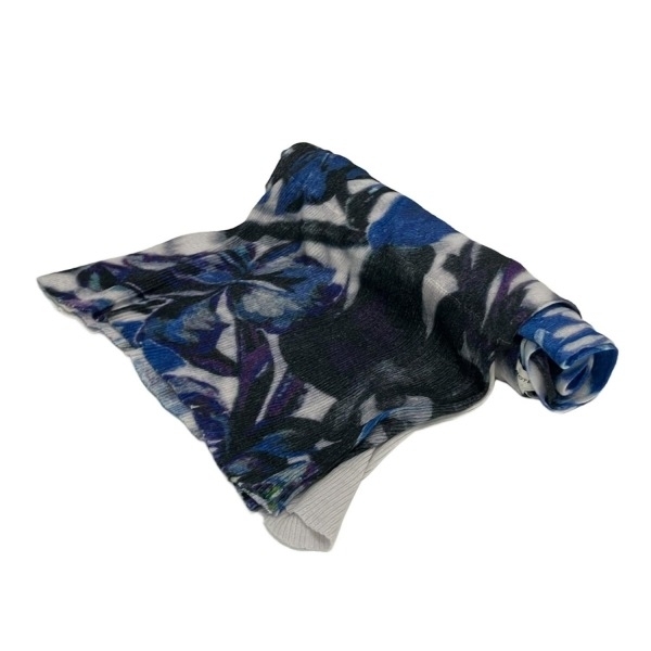ドリスヴァンノッテン DRIES VAN NOTEN ストール(ショール) - コットン、カシミヤ ライトグレー×ダークグレー×マルチ 花柄 美品 マフラー拍卖