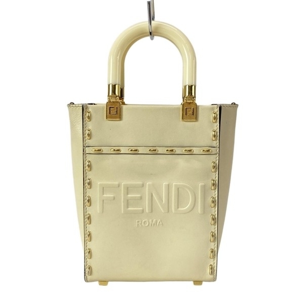 フェンディ FENDI ハンドバッグ 8BS051 - レザー アイボリー×ゴールド バッグ拍卖