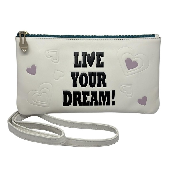 アナスイ ANNA SUI 314454 - レザー 白×黒×マルチ ショルダーウォレット/型押し加工/ハート 美品 財布拍卖