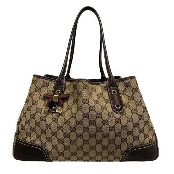グッチ GUCCI トートバッグ 163805 プリンシー,GG柄 レザー ベージュ×ブラウン×ダークブラウン バッグ拍卖