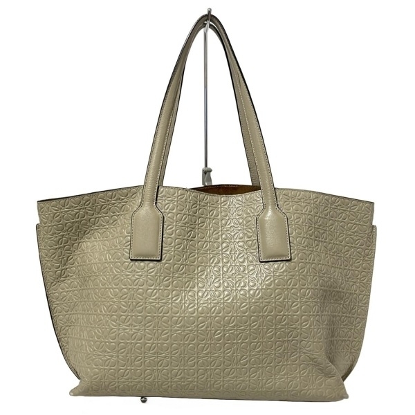 ロエベ LOEWE トートバッグ Tショッパーバッグ レザー アイボリー 型押し加工 バッグ拍卖