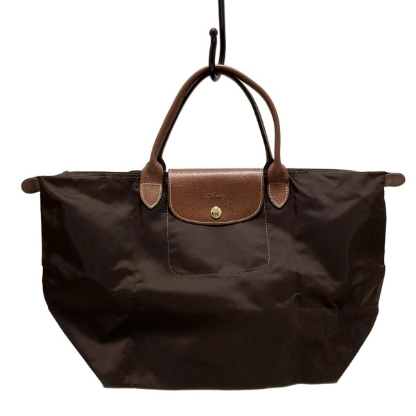 ロンシャン LONGCHAMP ハンドバッグ ル・プリアージュオリジナル レザー ダークブラウン×ブラウン 折りたたみ バッグ拍卖