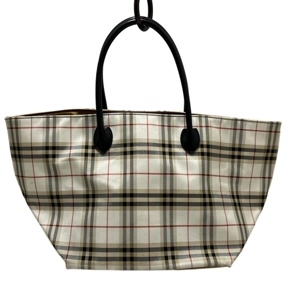 バーバリーブルーレーベル Burberry Blue Label ハンドバッグ - レザー 白×ベージュ×マルチ チェック柄 バッグ拍卖