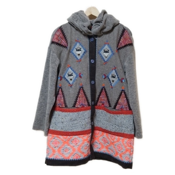 アルベロベロ/オレボレブラ ALBEROBELLO/OLLEBOREBLA - グレーベージュ×ライトブルー×マルチ レディース 長袖/ニット/春/秋 美品 コート拍卖