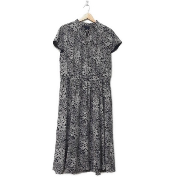 ダーマコレクション DAMAcollection サイズ15AR L - ダークネイビー×ライトグレー レディース Vネック/半袖/ロング 美品 ワンピース拍卖