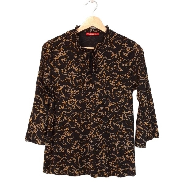 ヴィヴィアンタム VIVIENNE TAM 長袖カットソー サイズ40 M - 黒×イエロー レディース Vネック 美品 トップス拍卖