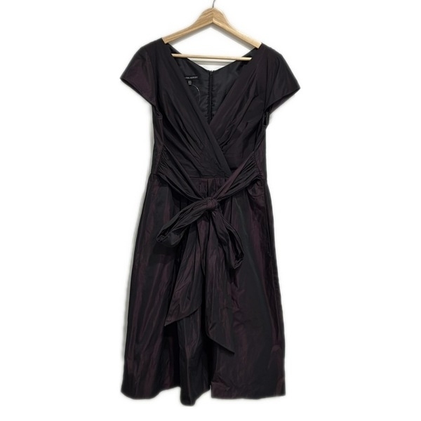 ローラアシュレイ LAURAASHLEY サイズ42 XL - 黒×パープル レディース 半袖/ひざ丈 美品 ワンピース拍卖