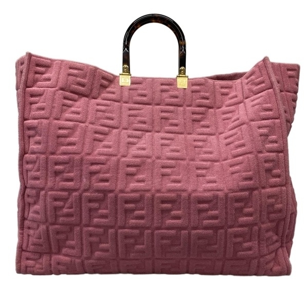 フェンディ FENDI トートバッグ 8BH373 サンシャインショッパー ピンク×ダークブラウン×黒 べっ甲柄プレキシガラス製ハンドル バッグ拍卖