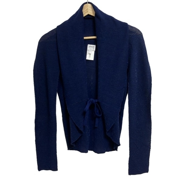 アルマーニコレッツォーニ ARMANICOLLEZIONI カーディガン サイズ38 S - ブルー レディース 長袖/ラメ/シースルー トップス拍卖