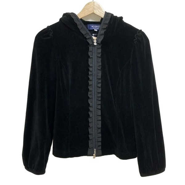 エムズグレイシー M'S GRACY パーカー サイズ38 M - 黒 レディース 長袖/ベロア/フリル/ジップアップ トップス拍卖