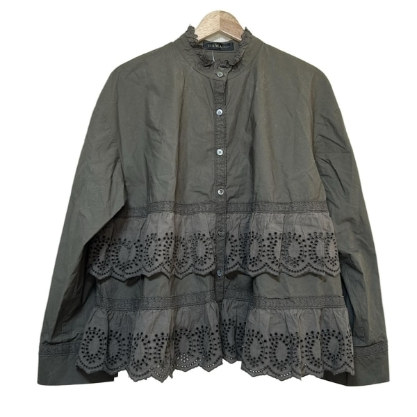 ダーマコレクション DAMAcollection 長袖シャツブラウス サイズ15R - カーキ レディース 刺繍 トップス拍卖