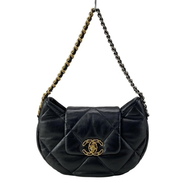 シャネル CHANEL ショルダーバッグ AS4638 シャネル19 マトラッセホーボーバッグ ラムスキン 黒×ゴールド×シルバー 美品 バッグ拍卖