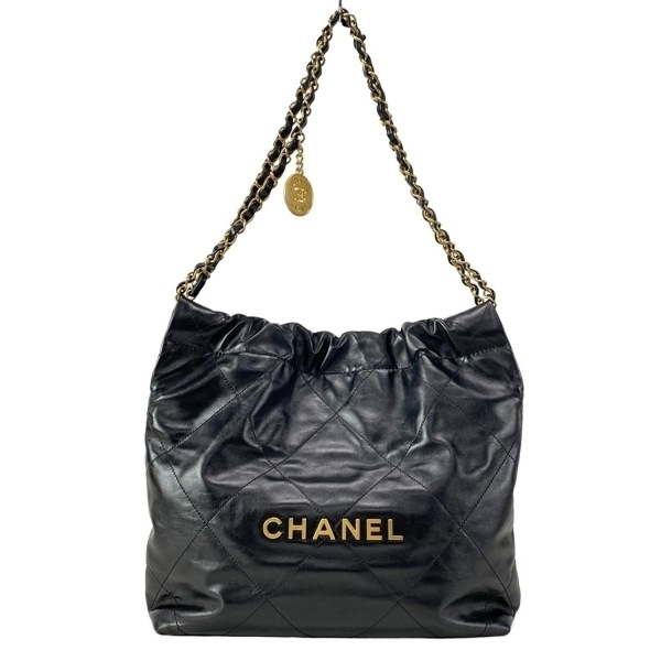 シャネル CHANEL ショルダーバッグ AS3260 CHANEL 22 スモール ハンドバッグ 黒 マットゴールド金具/メタルシリアルプレート バッグ拍卖