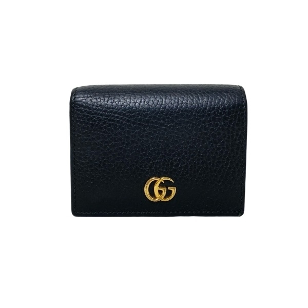 グッチ GUCCI 2つ折り財布/ミニ/コンパクト 456126 GGマーモント レザー 黒 財布拍卖