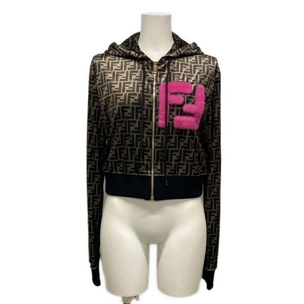 フェンダーチェ FENDACE パーカー サイズ42 L - 黒×カーキ レディース 長袖 美品 トップス拍卖