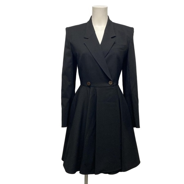 ルイヴィトン LOUIS VUITTON サイズ34 S FRDS01JBW/1AFSSB テーラードブレザードレス ウール 黒 レディース 長袖/モノグラムボタン/春/秋拍卖
