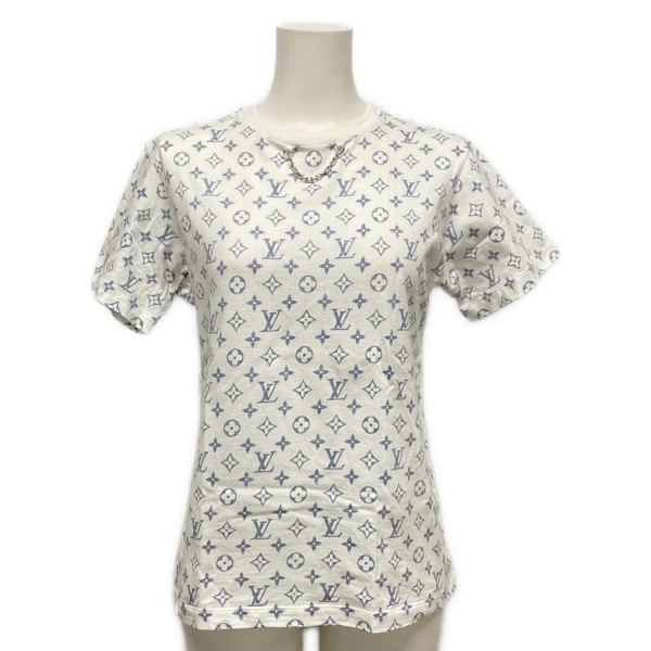 ルイヴィトン LOUIS VUITTON 半袖Tシャツ サイズS RW202W UYZ FJTS01 LVエスカル コットン 白×ネイビー レディース 美品 トップス拍卖