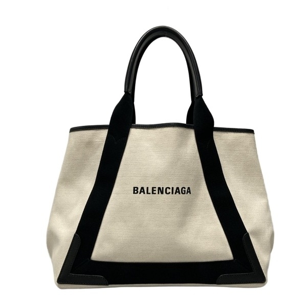 バレンシアガ BALENCIAGA トートバッグ 581292 ネイビー ニューミディアム カバスバッグ レザー アイボリー×黒 バッグ拍卖