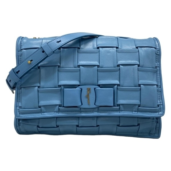 サルバトーレフェラガモ FERRAGAMO/SalvatoreFerragamo ショルダーバッグ GG-21I446 ビバ ボウ レザー ライトブルー バッグ拍卖