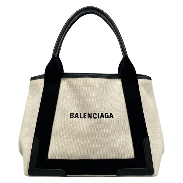 バレンシアガ BALENCIAGA トートバッグ 339933 ネイビーカバスS レザー アイボリー×黒 バッグ拍卖