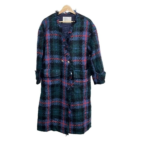 グレースクラス Grace Class サイズ36 S - グリーン×ブルーグレー×マルチ レディース 長袖/チェック柄/春/秋 美品 コート拍卖