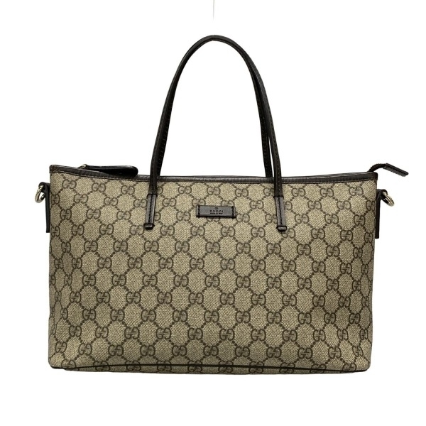 グッチ GUCCI ハンドバッグ 353439 GGスプリーム レザー ベージュ×ダークブラウン バッグ拍卖