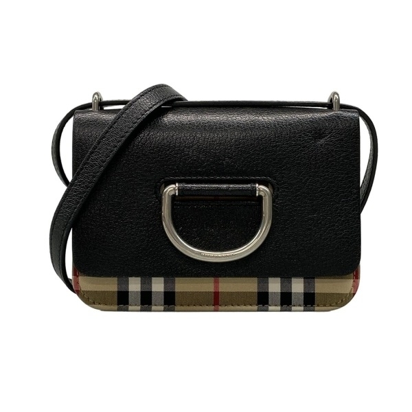 バーバリー BURBERRY/Burberry ショルダーバッグ - レザー 黒×ベージュ×マルチ チェック柄/ストラップ着脱可 バッグ拍卖