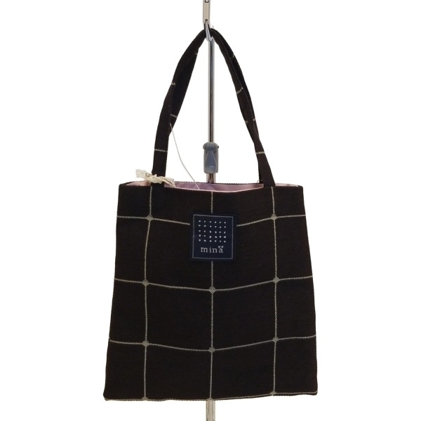 ミナペルホネン mina perhonen (mina) トートバッグ タイル コットン ダークブラウン ミニバッグ バッグ拍卖