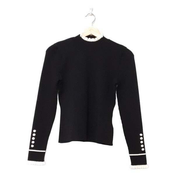 エムズグレイシー M'S GRACY 長袖カットソー サイズ38 M - 黒×白 レディース ハイネック/パール/フリル 美品 トップス拍卖