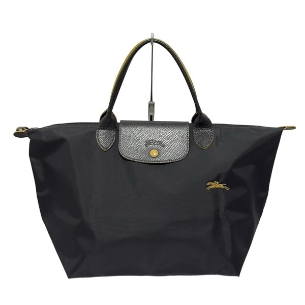 ロンシャン LONGCHAMP ハンドバッグ ル・プリアージュクラブ レザー ダークグレー×ダークイエロー 折りたたみ バッグ拍卖