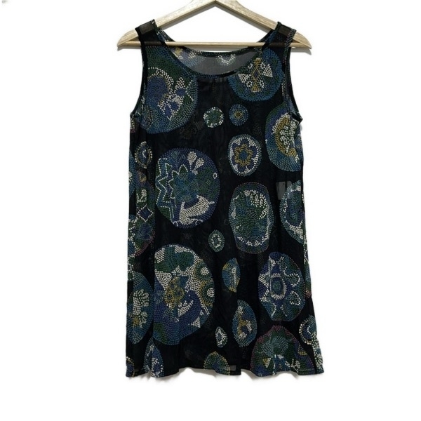 トクコ・プルミエヴォル TOKUKO 1er VOL サイズ9 M - 黒×ブルー×マルチ レディース クルーネック/ノースリーブ/ミニ/シースルー拍卖