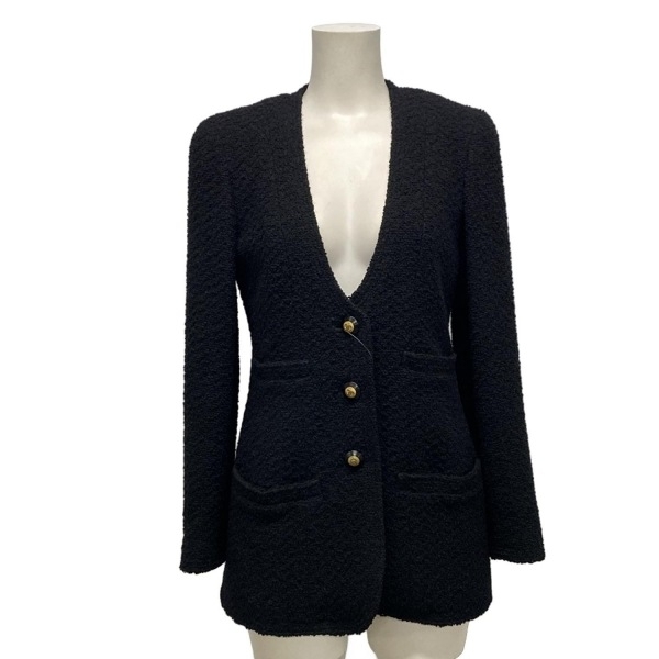 シャネル CHANEL サイズ38 M P01981 ウール 黒 レディース ノーカラー/肩パッド 93A ジャケット拍卖