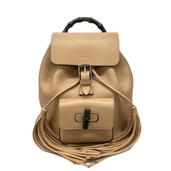 グッチ GUCCI リュックサック/バックパック 387149 バンブー レザー ベージュ バッグ拍卖