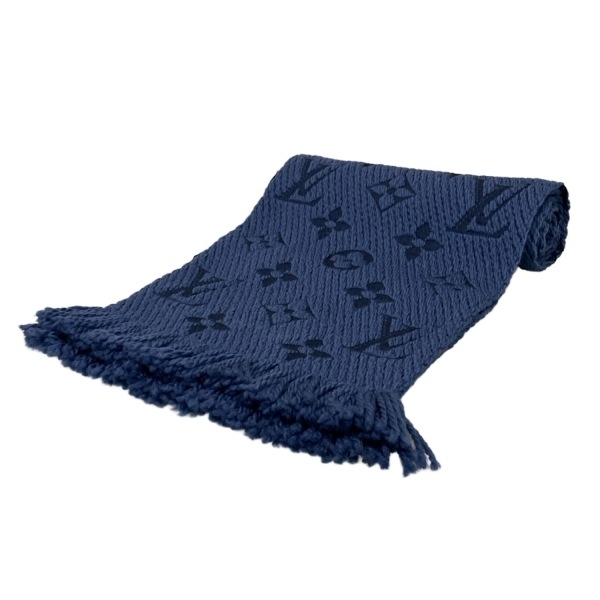 ルイヴィトン LOUIS VUITTON 413287 - ウール、シルク ブルーグレー×ダークネイビー フリンジ/モノグラム柄 確認出来ず マフラー拍卖