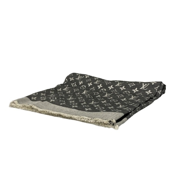ルイヴィトン LOUIS VUITTON ストール(ショール) M71378 ショール・モノグラム・デニム ウール、シルク ノワール マフラー拍卖
