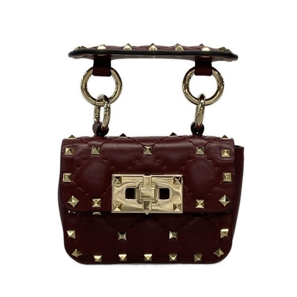 バレンチノガラバーニ VALENTINOGARAVANI ハンドバッグ ロックスタッズスパイク レザー ボルドー 赤タグ バッグ拍卖