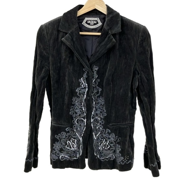 マーレンダム MARLENEDAM サイズ40 M - ダークグレー×ブルーグレー レディース 長袖/ベロア/スパンコール/刺繍/秋/冬 ジャケット拍卖