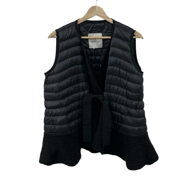 モンクレール MONCLER ダウンベスト サイズ1 S - 黒 レディース ニット切替/フリル/秋/冬 ジャケット拍卖