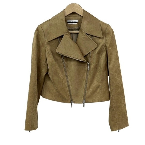 フォクシーニューヨーク FOXEY NEW YORK ライダースジャケット サイズ40 M 39211 - ベージュ レディース 長袖/フェイクスエード/春/秋拍卖