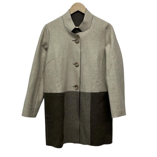 レリアン Leilian サイズ11 M - ベージュ×ダークブラウン レディース 長袖/リバーシブル/秋 美品 コート拍卖