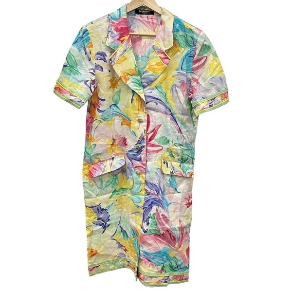 レオナール LEONARD サイズ9AR S - ライトピンク×ライトブルー×マルチ レディース 半袖/花柄/夏 美品 ジャケット拍卖