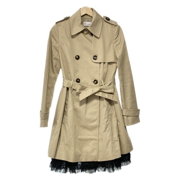 レッドバレンチノ RED VALENTINO トレンチコート サイズ40 M - ベージュ×黒 レディース 長袖/チュール/春/秋 美品 コート拍卖