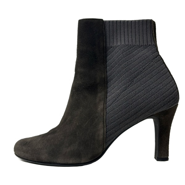 ダイアナ DIANA ショートブーツ 24 - ダークブラウン×ダークグレー レディース artemis/部分ニット 靴拍卖