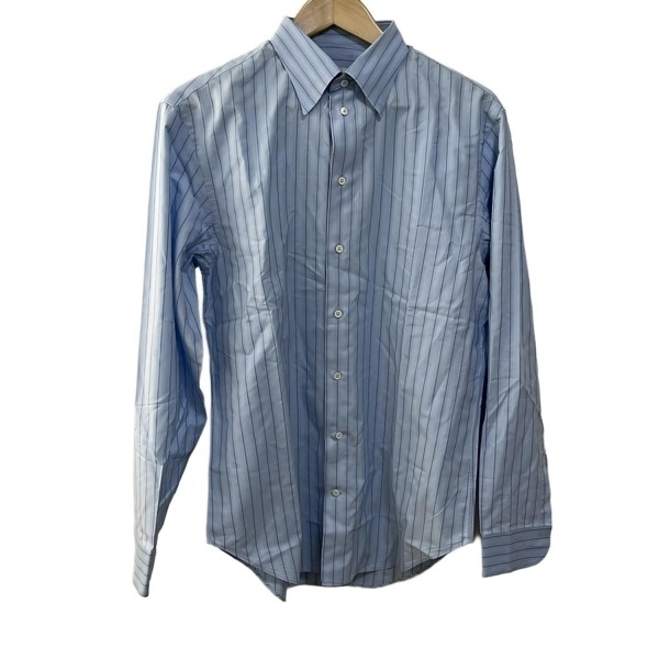 アルマーニコレッツォーニ ARMANICOLLEZIONI 長袖シャツ サイズ40/15 3/4 - ライトブルー×ネイビー メンズ ストライプ トップス拍卖