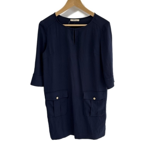 ダイアン・フォン・ファステンバーグ・スタジオ DVF STUDIO サイズ2 M - ネイビー レディース 七分袖/ひざ丈 ワンピース拍卖