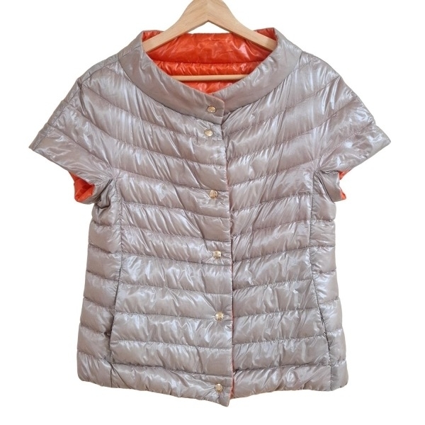 ヘルノ HERNO ダウンジャケット サイズ42 M - グレーベージュ×オレンジ レディース 半袖/リバーシブル/秋/春 ジャケット拍卖